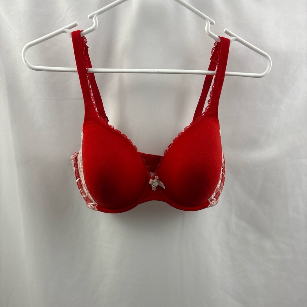 VICTORIA'S SECRET Body By Victoria Lined Perfect Coverage 34DD Red Sequin - Picture 2 of 10